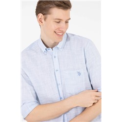 Erkek Mavi Uzun Kollu Gömlek