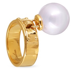 Кольцо (Майорка 14мм белая; покрытие золото), Есть комплект