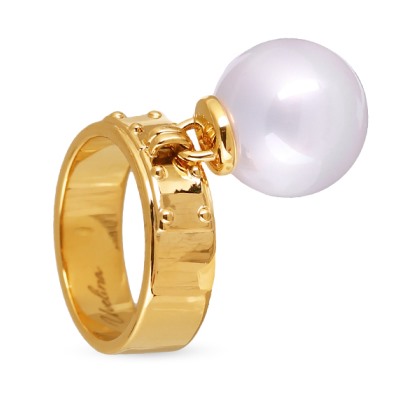 Кольцо (Майорка 14мм белая; покрытие золото), Есть комплект