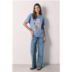 Camiseta manga corta 100% algodón azul