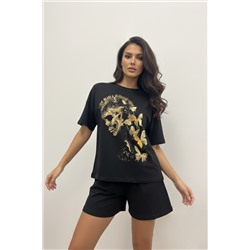 Женский трикотажный костюм с шортами и футболкой 366