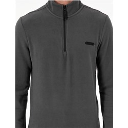 Antrasit Regular Fit Yarım Fermuarlı Polar Sweatshirt