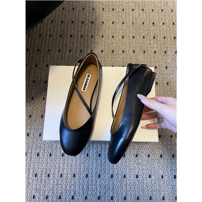 Балетки на плоской подошве с круглым носком и квадратной пряжкой  (3 цвета)  Джил санде*р