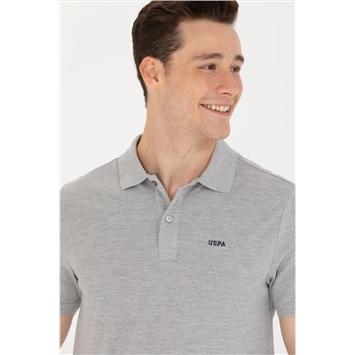 Erkek Gri Melanj Basic Polo Yaka Tişört