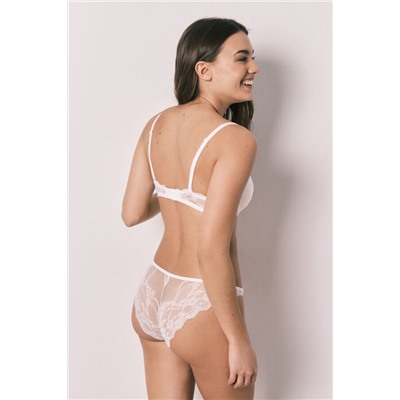 Braga clásica microfibra y encaje blanca