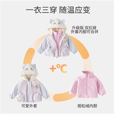 Детская ветровка с флисовой кофтой. Комплект 3 в 1