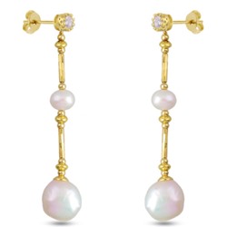 Серьги (жемчуг барочный белый; покрытие золото), Есть комплект