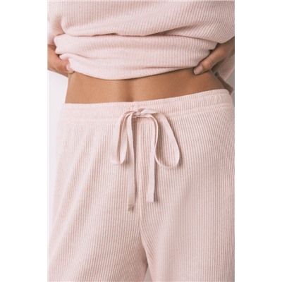 Pijama largo canalé perchado rosa