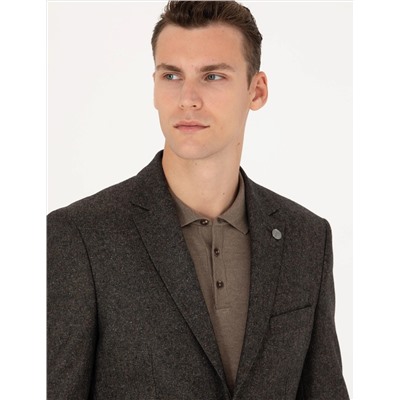 Kahverengi Slim Fit Ceket