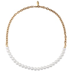 Колье Слияние (Майорка белая 8мм; покрытие золото) 50см, Есть комплект