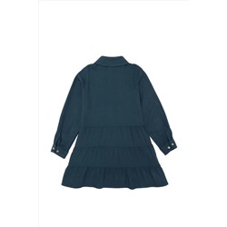Kız Çocuk İndigo Dokuma Elbise
