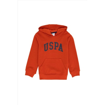 Çocuk Kiremit Basic Kapüşonlu Sweatshirt