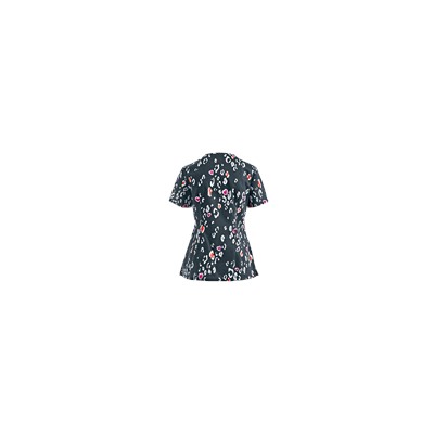 Cherokee Runway Scrubs Lovely To Meet Zoo Print Top