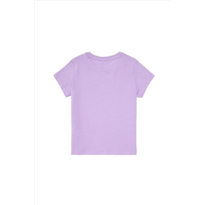 Erkek Çocuk Lila Basic Bisiklet Yaka Tişört
