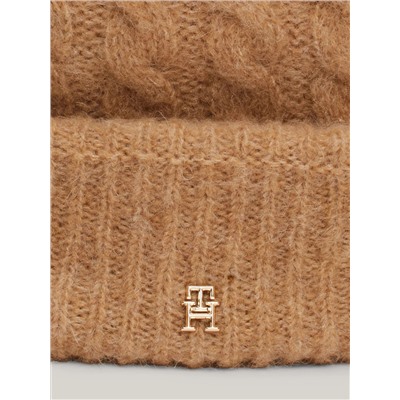 Cable Knit Alpaca-Blend Pom Beanie Women's