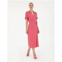 Pembe Comfort Fit Dokuma Elbise