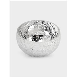 Конфетница, 15х12 см, стекло, серебристая, Кракелюр, Craquelure