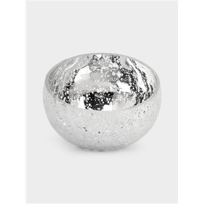 Конфетница, 15х12 см, стекло, серебристая, Кракелюр, Craquelure