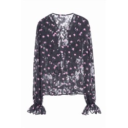 Blusa de flores Negro