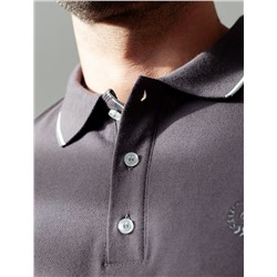 Футболка поло с плетеным воротником на пуговицах из эластичного хлопка