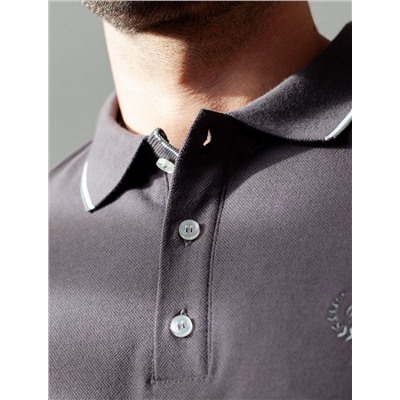 Футболка поло с плетеным воротником на пуговицах из эластичного хлопка