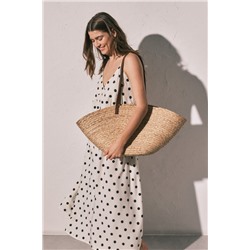 Vestido largo estampado lunares B&W