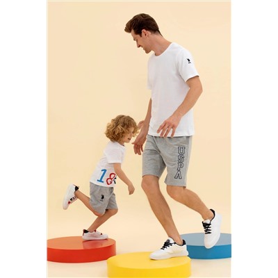 Erkek Gri Melanj Örme Şort