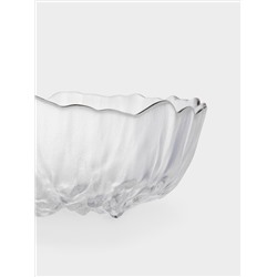 Салатник, 20х8 см, 1,2 л, стекло, с серебристым кантом, мятая фактура, Piano