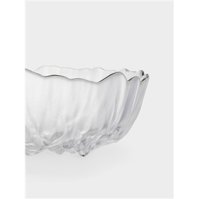 Салатник, 20х8 см, 1,2 л, стекло, с серебристым кантом, мятая фактура, Piano