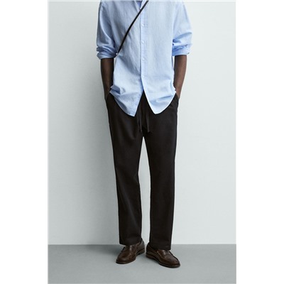 RELAXED FIT COTTON-LINEN TROUSERS