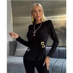 Женский лонгслив Schiaparell*i с защипами на талии и металлической брошью