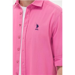 Erkek Pembe Uzun Kollu Basic Gömlek