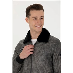 Erkek Antrasit Deri Ceket