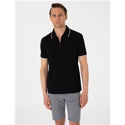 Siyah Slim Fit Polo Yaka Tişört