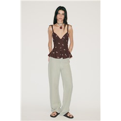 PEPLUM EMBROIDERED TOP