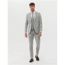 Gri Ekstra Slim Fit Yelekli Takım Elbise