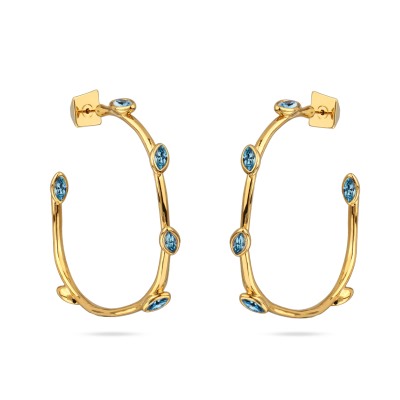 Серьги Эйва (кристаллы SW аквамарин; покрытие золото), Есть комплект