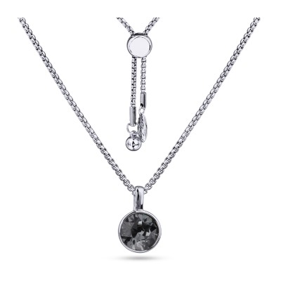 Кулон Теннис (кристаллы SW темно-серые 8мм; покрытие родий) 70см, Есть комплект