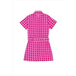 Kız Çocuk Pembe Kısa Kol Dokuma Elbise