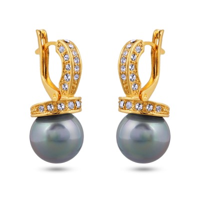 Серьги (Майорка 12мм серо-голубая; покрытие золото)