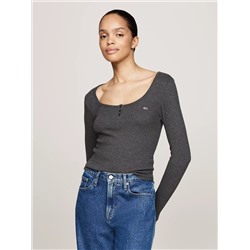 Tommy Jeans Ribbed Scoop-Neck Henley