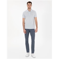 Açık Mavi Slim Fit %100 Pamuk Polo Yaka Basic Tişört
