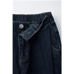 PLEATED BALLOON-FIT DENIM TROUSERS