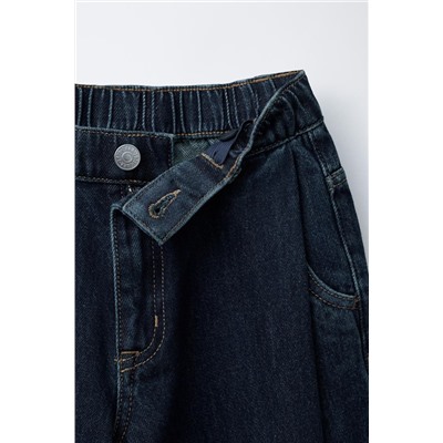 PLEATED BALLOON-FIT DENIM TROUSERS