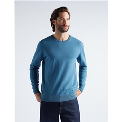 Knitted Jumper, Men, Blue