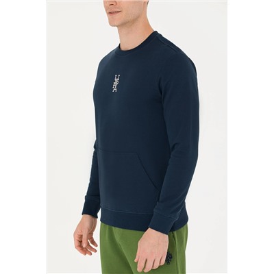 Erkek Lacivert Bisiklet Yaka Sweatshirt