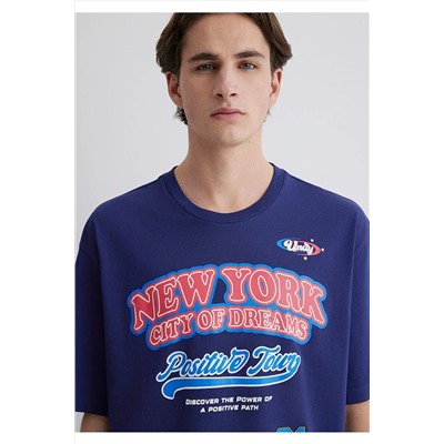 Mavi New York Baskılı Lacivert Tişört Relaxed Fit / Rahat Kesim 0612815-70496