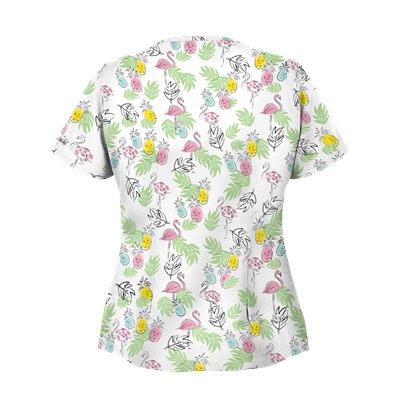 UA Stand Tall White V-Neck Print Scrub Top