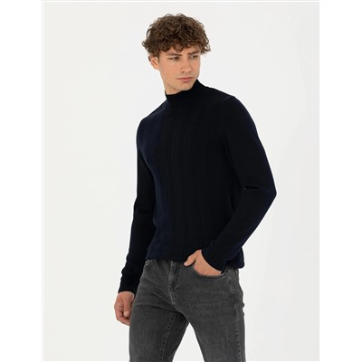 Lacivert Slim Fit Kazak