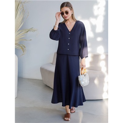 Укороченная блузка с V вырезом из плотного лиоцелла